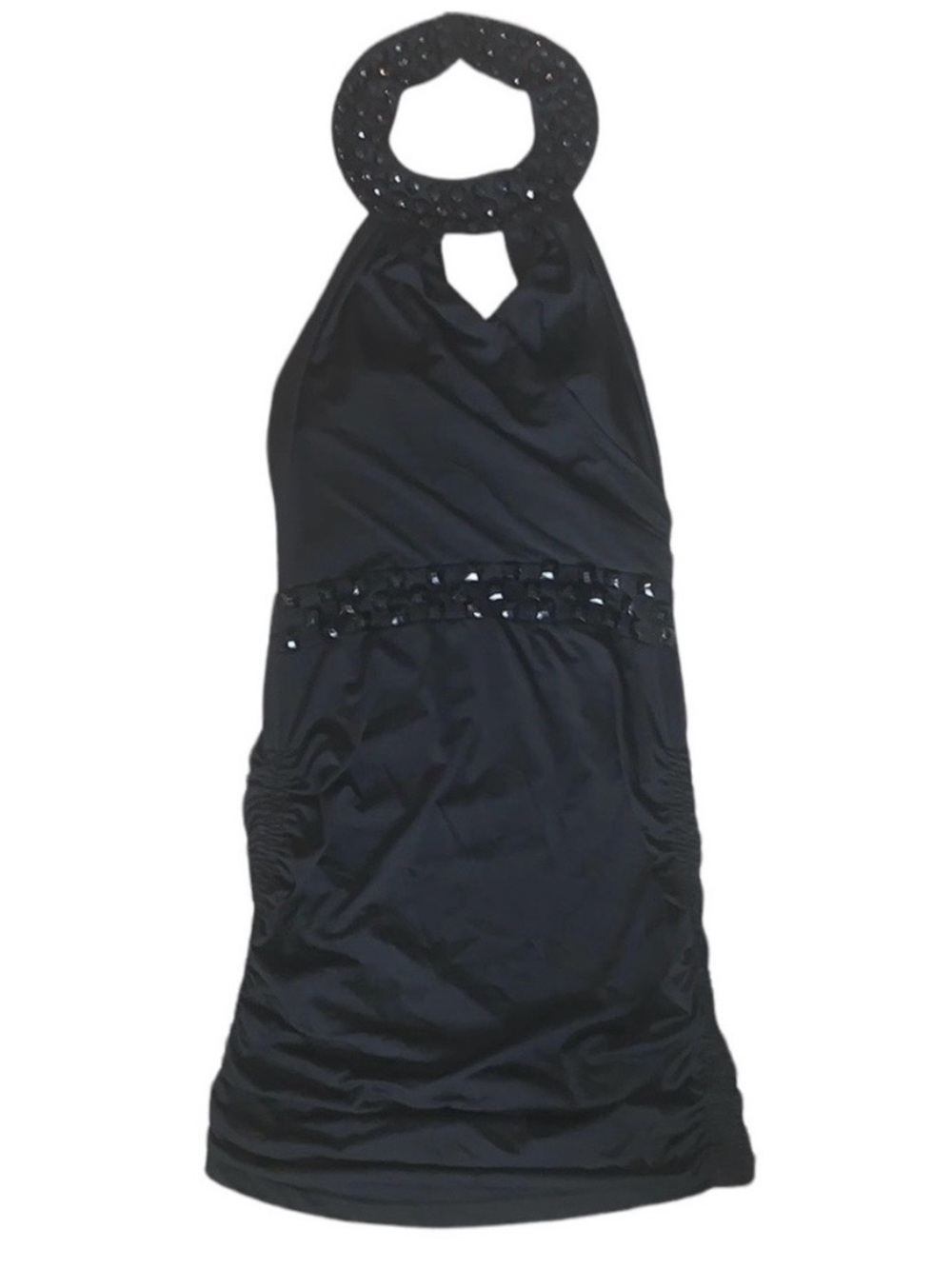 Ashwi Paris Black Embellished Bodycon Halter Dress Size Small